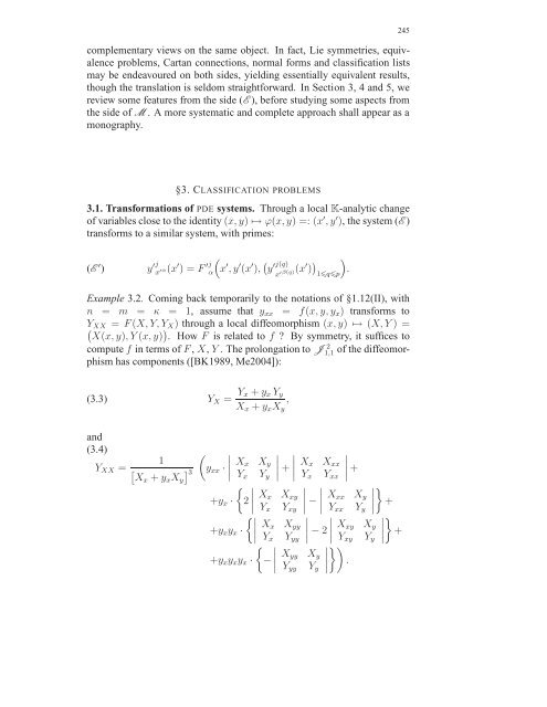 Travaux sur les symÃ©tries de Lie des Ã©quations aux ... - DMA - Ens