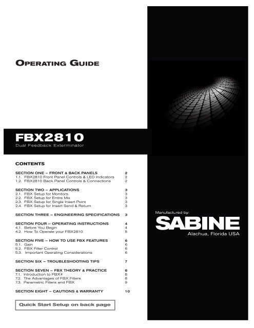 op guide - Sabine, Inc.