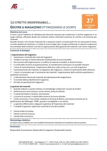Gestione del magazzino.pdf - Confindustria Trento
