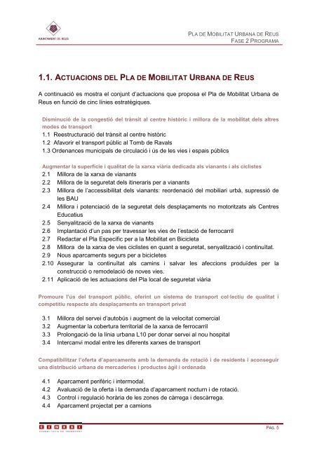 Pla AcciÃ³ PMU marÃ§ 2012 - Ajuntament de Reus