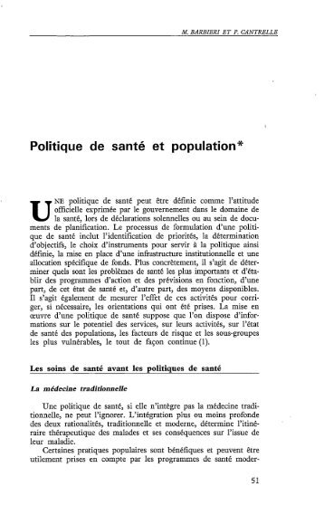 Politique de santÃ© et population - Politique Africaine