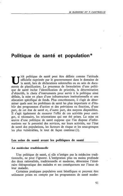 Politique de santÃ© et population - Politique Africaine