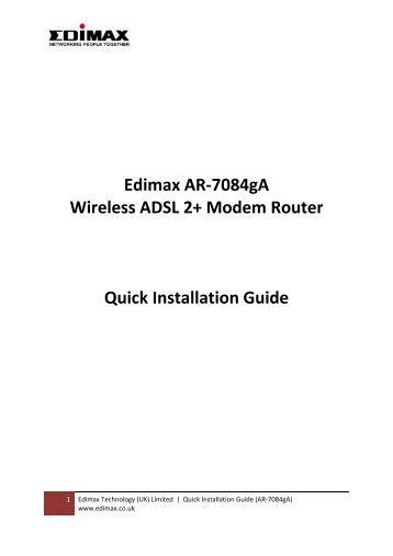 How to setup AR-7084gA router to the internet? - Edimax