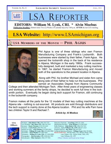 April 2011 Newsletter - Locksmith Security Association of Michigan ...