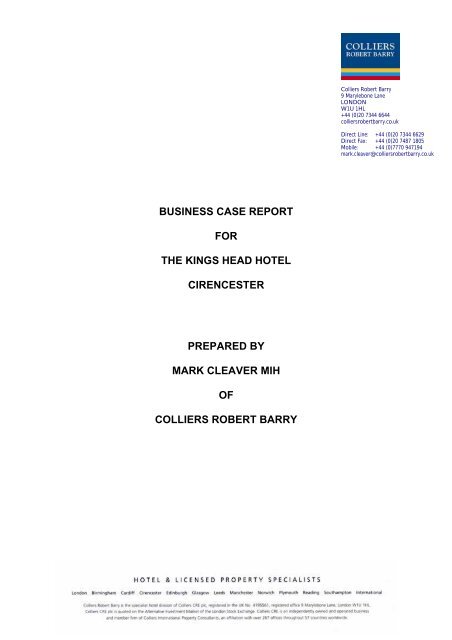 BUSINESS CASE REPORT FOR THE KINGS HEAD HOTEL ...
