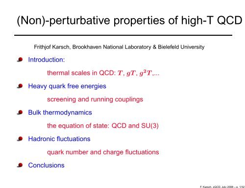 (Non)-perturbative properties of high-T QCD from lattice ... - Physics