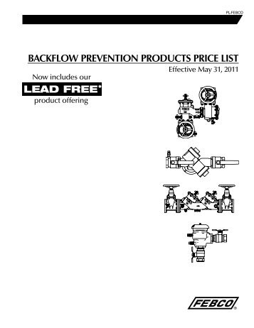 backflow prevention products price list lead free - Febco