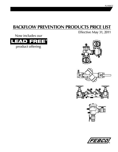 backflow prevention products price list lead free - Febco