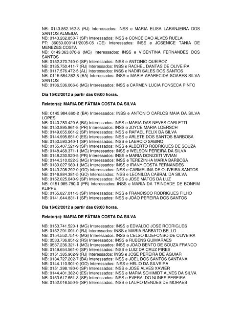 Pauta da 1Âª CAJ dos dias 06 a 08/02/2012 - MinistÃ©rio da ...