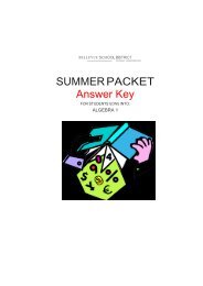 SUMMER PACKET Answer Key - Bellevue School District