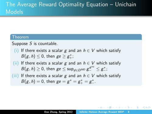 Infinite-Horizon Average Reward Markov Decision Processes