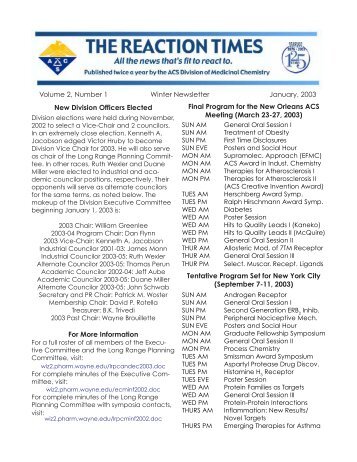 Winter, 2003 - ACS Division of Medicinal Chemistry Homepage