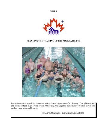 Planning the Training of the Adult Athlete - Masters Swimming Canada