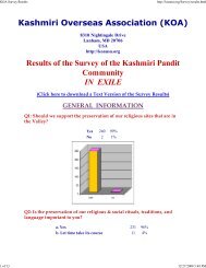 KOA Survey Results in 2000 - Kashmiri Overseas Association