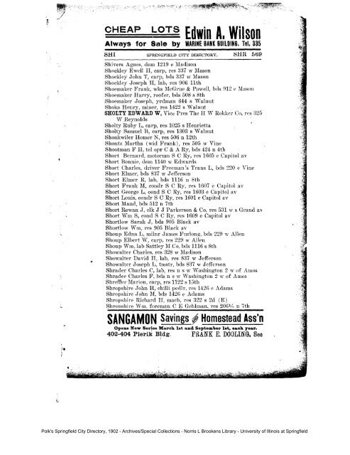 Polk's Springfield City Directory, 1902 - letter S - University of Illinois ...