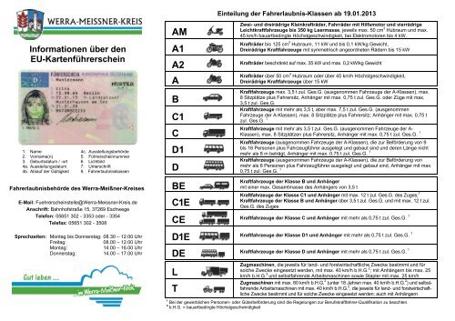 Information ÃƒÂœbersicht der Fahrerlaubnisklassen - Werra-MeiÃƒÂŸner-Kreis