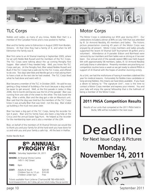 Volume 28, No.3, September 2011 - Al Shamal Shriners