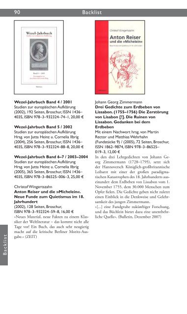 Wehrhahn Verlag Gesamtprogramm 2008