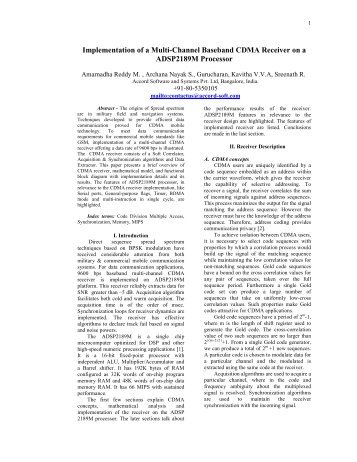 Implementation of a Multi-Channel Baseband CDMA Receiver on a ...