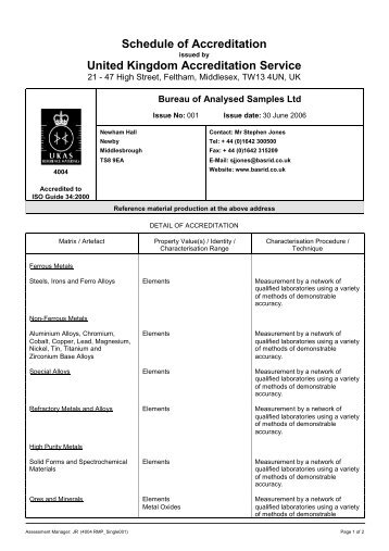 Bureau of Analysed Samples Ltd - The United Kingdom ...