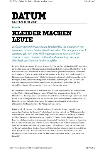 KLEIDER MACHEN KLEIDER MACHEN LEUTE - die-waescheleine.at