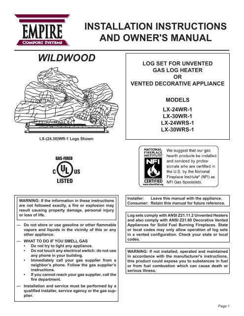 Wildwood Log Set - LX-(24,30)WR(S) - White Mountain Hearth