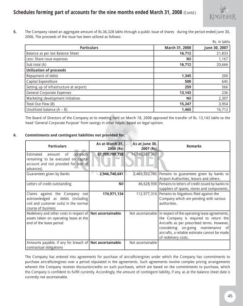 Annual Report 2007-08 - Kingfisher Airlines