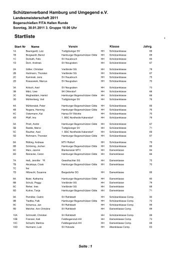 Startliste - Hamburger BogenschÃ¼tzen Gilde von 1930 eV