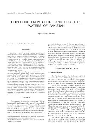 copepods from shore and offshore waters of pakistan - Luciopesce.net