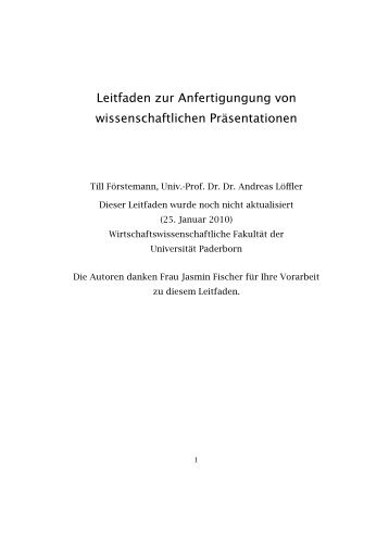 Leitfaden zur Anfertigung von wissenschaftlichen PrÃ¤sentationen