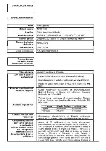 curriculum vitae - Ospedale Luigi Sacco