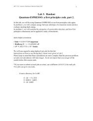 Lab 3: Handout Quantum-ESPRESSO: a first principles code, part 2.