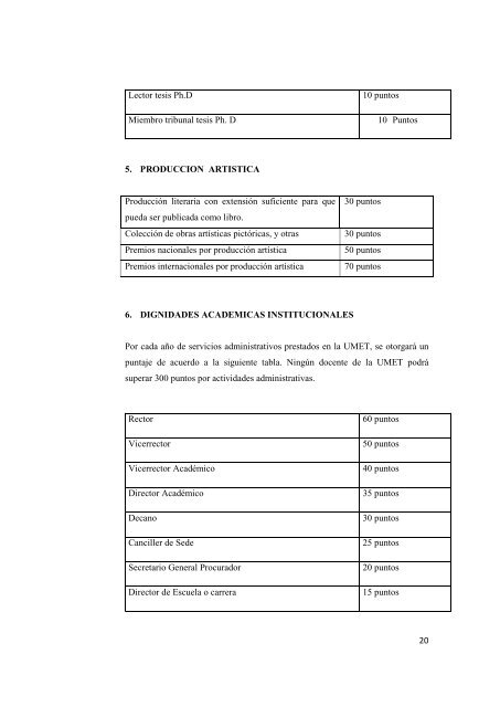 Reglamento de EscalafÃ³n y Carrera Docente e Investsigador UMET