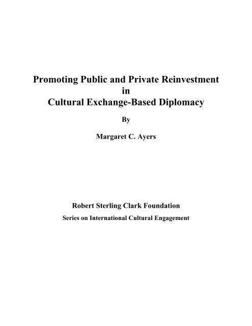Promoting Public and Private Reinvestment in Cultural Exchange ...