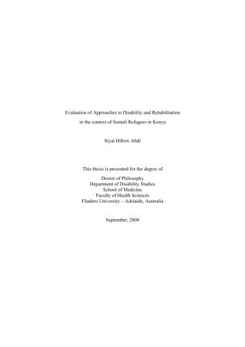 Evaluation of Approaches to Disability and Rehabilitation in the ...