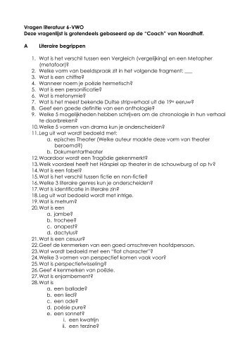 Lijst met mogelijke vragen over literatuur - dirkvanwingerden.nl