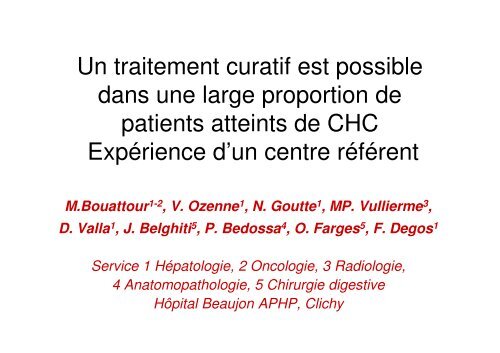 Un traitement Ã  visÃ©e curatif est possible dans une large ... - Afef