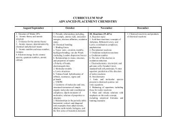 CURRICULUM MAP ADVANCED PLACEMENT CHEMISTRY