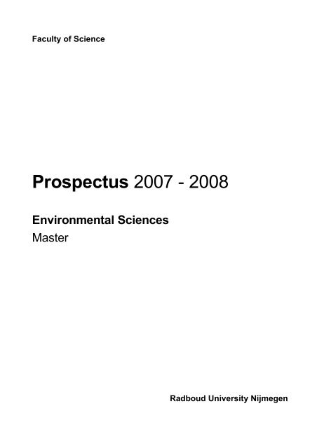 Master Environmental Sciences - Radboud Universiteit