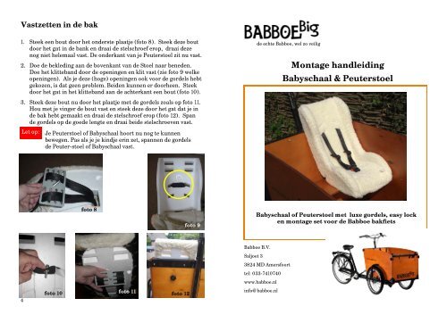 Handleiding Babyschaal en Peuterschaal 2010  - Babboe bakfiets