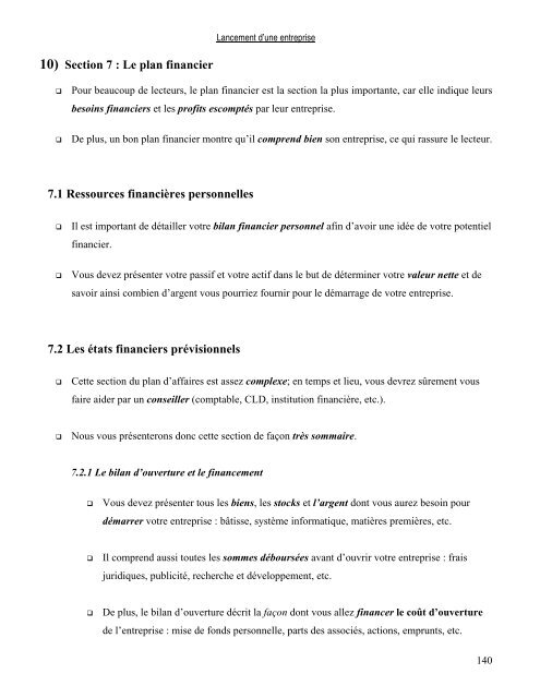 LANCEMENT D'UNE ENTREPRISE - Inforoute FPT