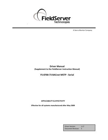 Driver Manual FS-8700-73 BACnet MSTP - Serial - Chipkin ...