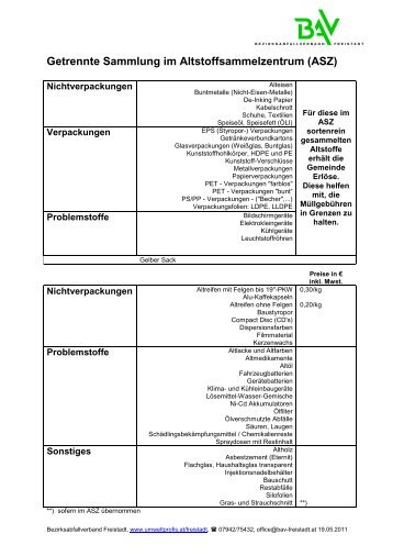 Getrennte Sammlung im Altstoffsammelzentrum (ASZ) - Umweltprofis