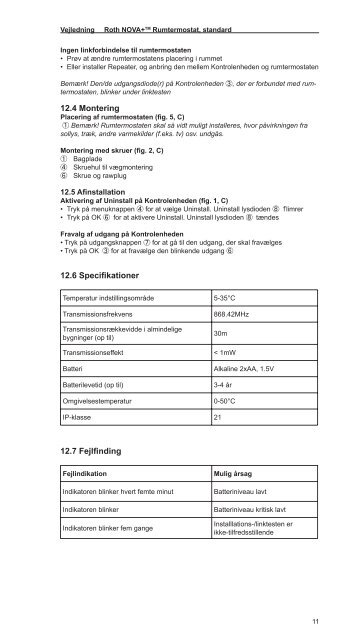 NOVA+â¢ trÃ¥dlÃ¸st reguleringssystem, installationsvejledning - Roth