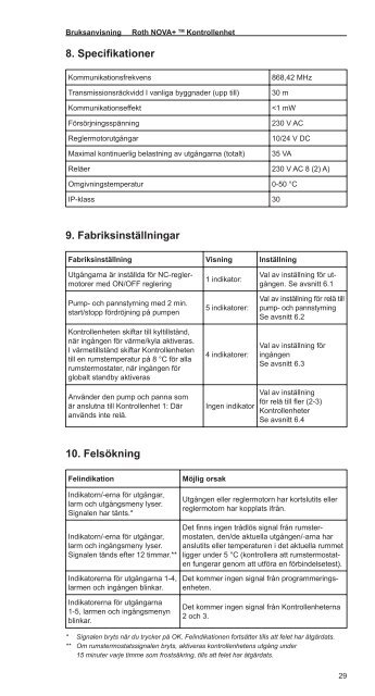 NOVA+â¢ trÃ¥dlÃ¸st reguleringssystem, installationsvejledning - Roth