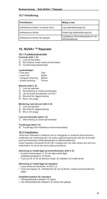 NOVA+â¢ trÃ¥dlÃ¸st reguleringssystem, installationsvejledning - Roth