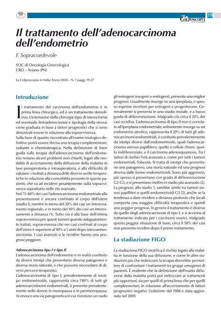 Il trattamento dell'adenocarcinoma dell'endometrio - SocietÃ italiana ...