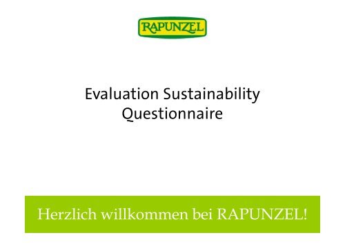 Evaluation Sustainability Questionnaire Questionnaire - Rapunzel