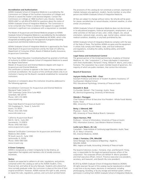 Graduate Program Catalog 2012 - 2013 - AOMA Graduate School of ...