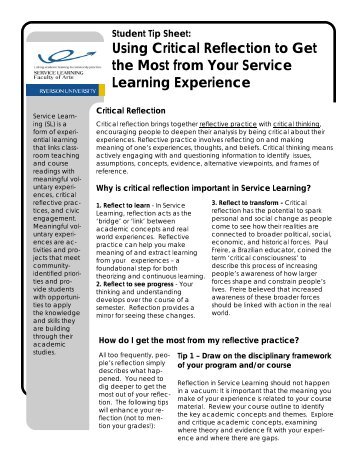 Reflection - Canadian Association for Community Service Learning
